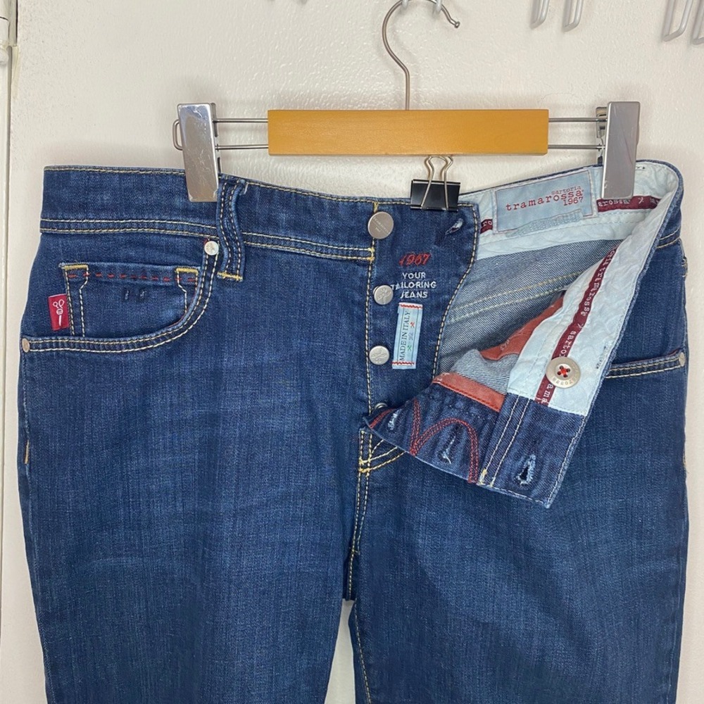 Sartoria Tramarossa Mens Leonardo Selvedge Indigo Blue Jeans 34x26 Made in Italy